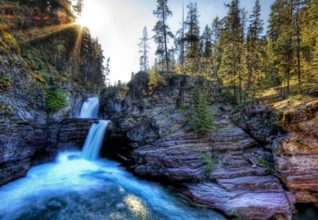 Waterfall National Park Montreal - sunshine, trees, popular, park, waterfalls, wallpaper, waterfall, rocks, national, nature, glacier, hdr, montreal