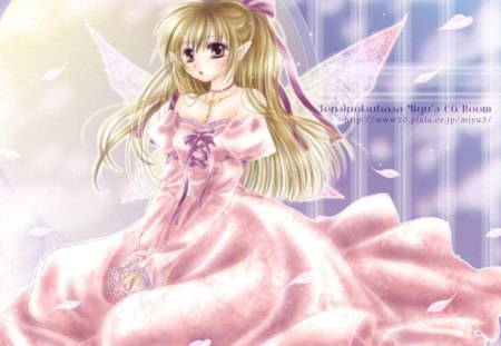 Fairy - wings, pink, fairy, anime, woman