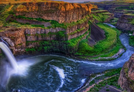 magnificent waterfalls on snake river hdr - hdr, river, waterfalls, gorge