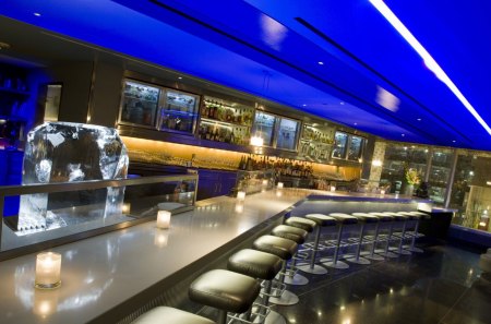 beautiful modern atlanta bar - seats, blue, modern, bar