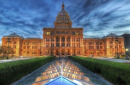 government building with glass arcade hdr - clouds, hdr, building, glass, arcade