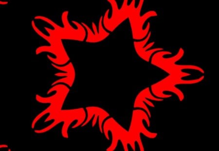 red flammy star - abstract, black, star, gizzzi, red, flammy, flame, labrano