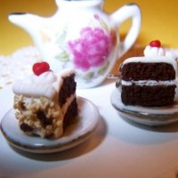 Tiny Miniature Tea and Black Forrest Cake