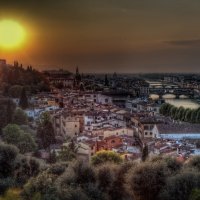 sunset on florence italy hdr