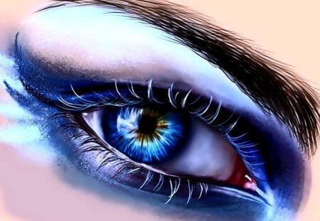 Blue - woman, make up, girl, blue, beautiful, eye, shadow