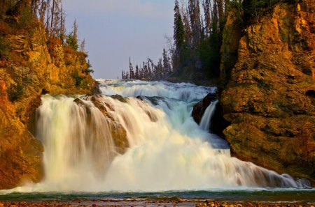 RIVER FALLS - rock, waterfalls, autumn, river