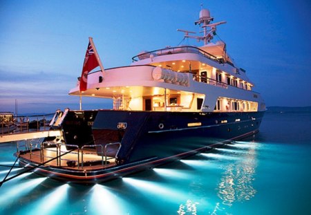 Gift for  my friend Tom (Kendra 1949) - elegance, horizon, lights, water, ship, ocean, night, blue, yacht, cruise, photography, luxury