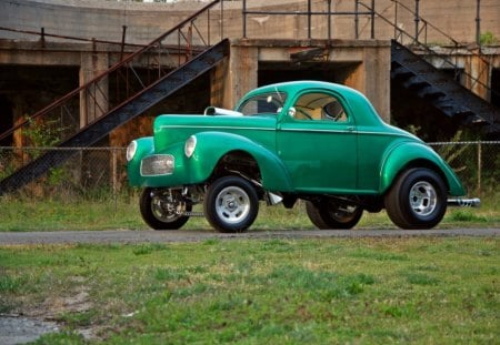 Green 1940 Willis Straight Axle - gasser, ford, green, classic