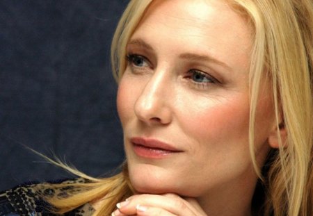 Cate Blanchett - female, cute, blonde hair, nice face, actress, blue eyes