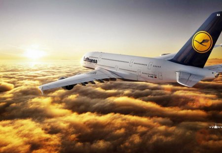 A380-Airbus - commercial, aircraft, clouds, airbus