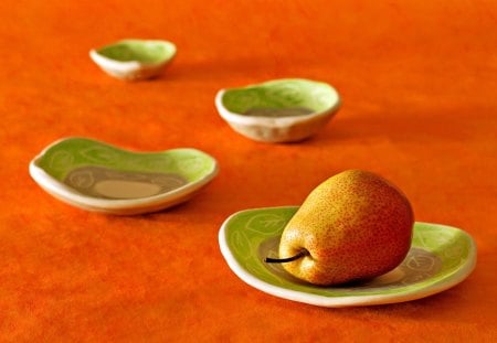 *** One Pear...? *** - pears, pear, one, four, plates