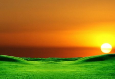 Sunset Landscape - landscape, 3d, sunset, nature