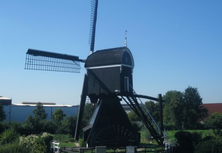 Old windmill - abstract, blue, photography, sky