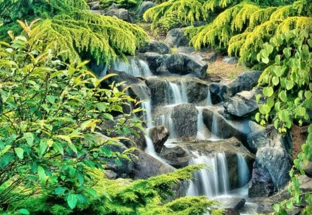 Waterfalls - nature, trees, beautiful, waterfalls, other