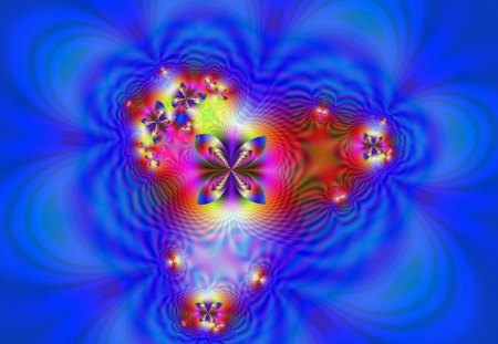 Butterfly Flower - flue, abstract, rainbow, butterflies, butterfly, flower, fractal