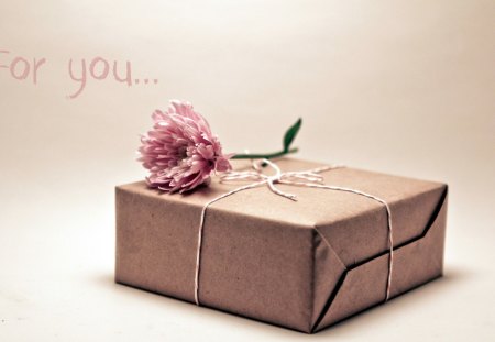 For you - flowers, wrap, gift, box, petals