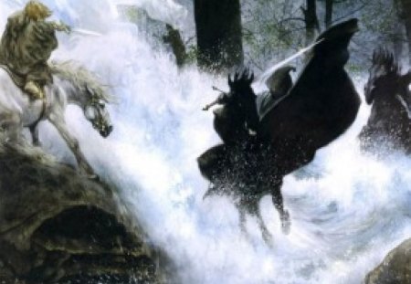 Dark Rider - forest, rider, horse, dark