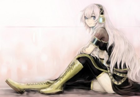 Megurine Luka - headphone, anime, vocaloid, dress, love, pink, manga, musi, megurine luka, lon hair, cute, vocaloids, sexy