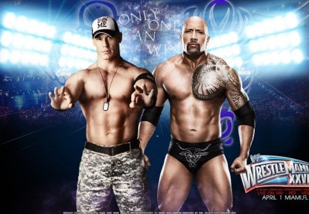 CENA AND THE ROCK - star, wwe, fight, hd, raw, wwf, super, action