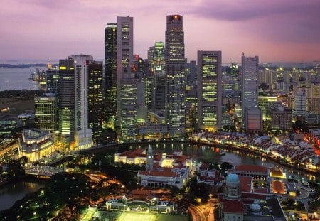 Singapore At Dusk. - picture, of, wonderful, a