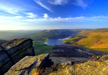 A VIEW from MOUNTAIN - landscape, lake, a view, mountain