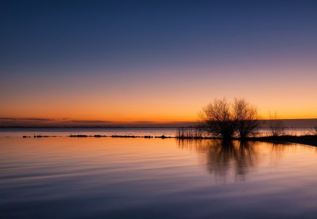 Lake at sunset - sky, lake, nature, sunset