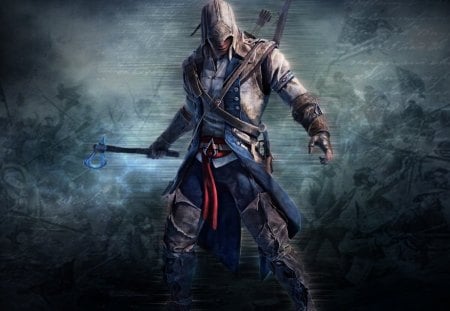 connor - connor, axe, assassin, game, weapon, assassins creed 3, 1080p