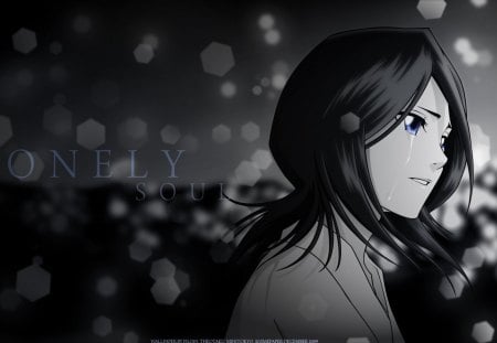 Lonely Soul - anime, blue watery eyes, kuchiki, rukia, bleach, black hair