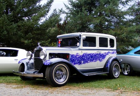 A Beautiful Car - white, purple, chevrolet, car show