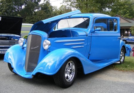 Street Rod - old, classic, street rod, blue