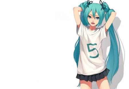 Anime - shirt, twintails, anime, miku, vocacloid