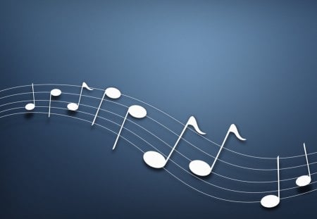 Musical notes - music, notes, background, blue