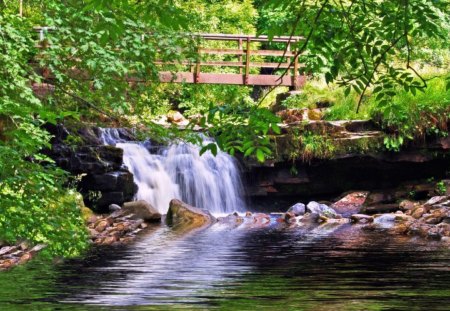 Simple Bridge - nice, simple, waterfalls, bridge