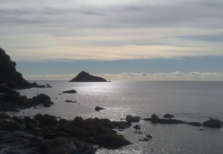 Thatcher Rock, Meadfoot - beaches, sky, ocean, sea, rocks