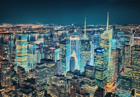 Superb View Over New York - superb, view, lights, night, new york