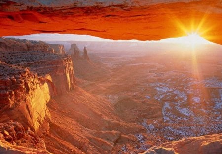 Morning in the canyon - view, landscape, rocks, sun