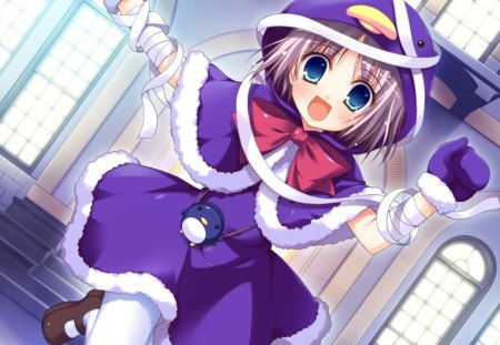 Kaede Yuzuna - white, purple, winter, kaede yuzuna, iro ni ide ni keri waga koi wa, anime, anime girl