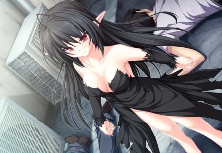 Fuu - suzukaze no melt, fuu, black, elf, anime, anime girl