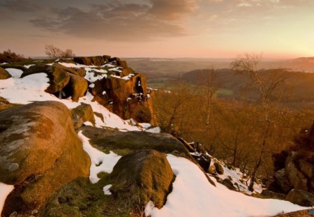 Winter Mountains Sunset - nature, sky, clouds, snow, sunset, mountains