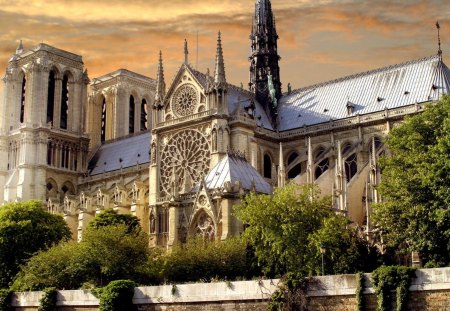 cathedral - cathedral, trees, large, clouds