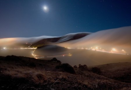 Night View from Mountains - view, city, night, mountains, lights