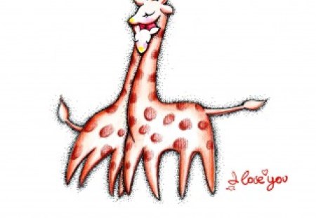 Love Giraffe - animal, love, art, giraffe