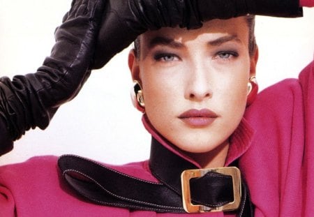 Tatjana Patitz - elegant - pretty, elegant, classy, tempting, fashion, eyes, pink, blond, face, nice, famous, tatjana patitz, beautiful, sensual, photography, beauty, celebrity, supermodel, 90s, black, lips, woman, chic, sexy, gloves