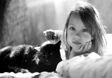 ELLE - kid, cat, rest, sweet, black and white