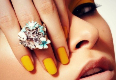 Nail Polish - beauty, nail polish, ring, yellow