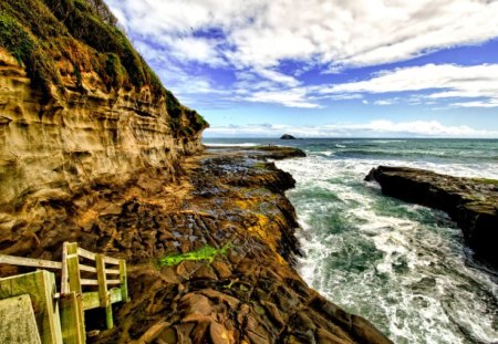 OCEAN FLOW - rock, sky, ocean, flow