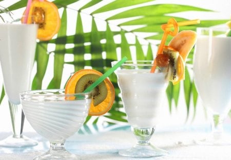 Sweet cocktails - drink, fresh, glasses, summer, fruit, tasty, sweet, cocktail