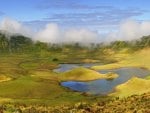 fields around a crater lake