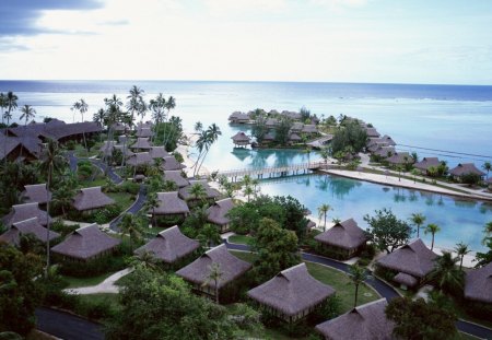 fabulous resort - cove, palms, bungalows, sea, resort