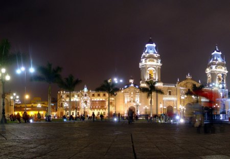 lima peru city center - people, center, lights, city, night, city hall